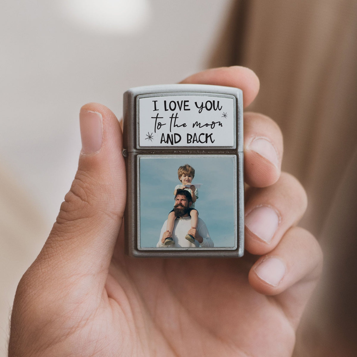 To The Moon And Back - Silver Metallic Lighter - GOTShirts