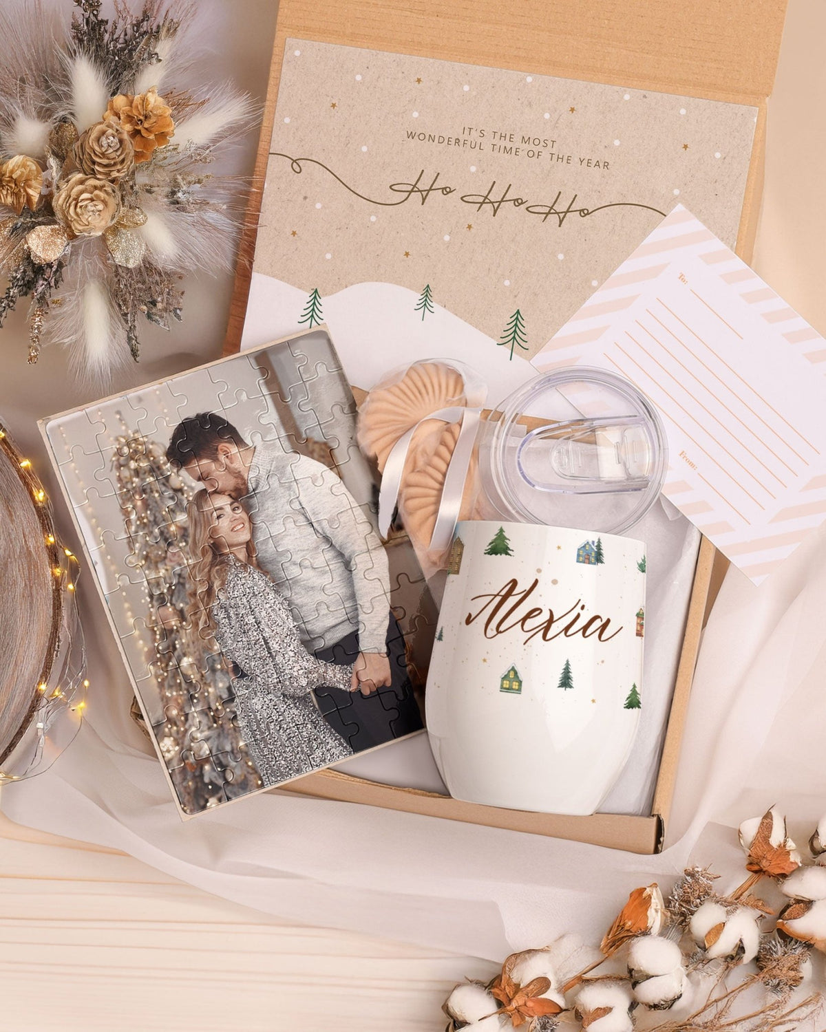 Christmas Trees Pattern - Magnetic Puzzle & Wine Mug Gift Box - GOTShirts