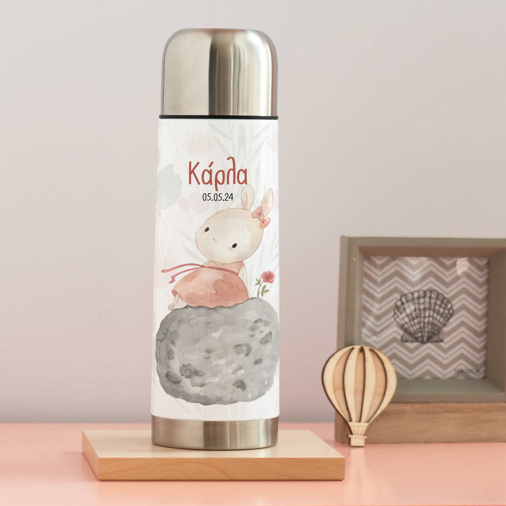 Watercolor Rabbit Girl - Stainless Steel Thermos 750ml - GOTShirts