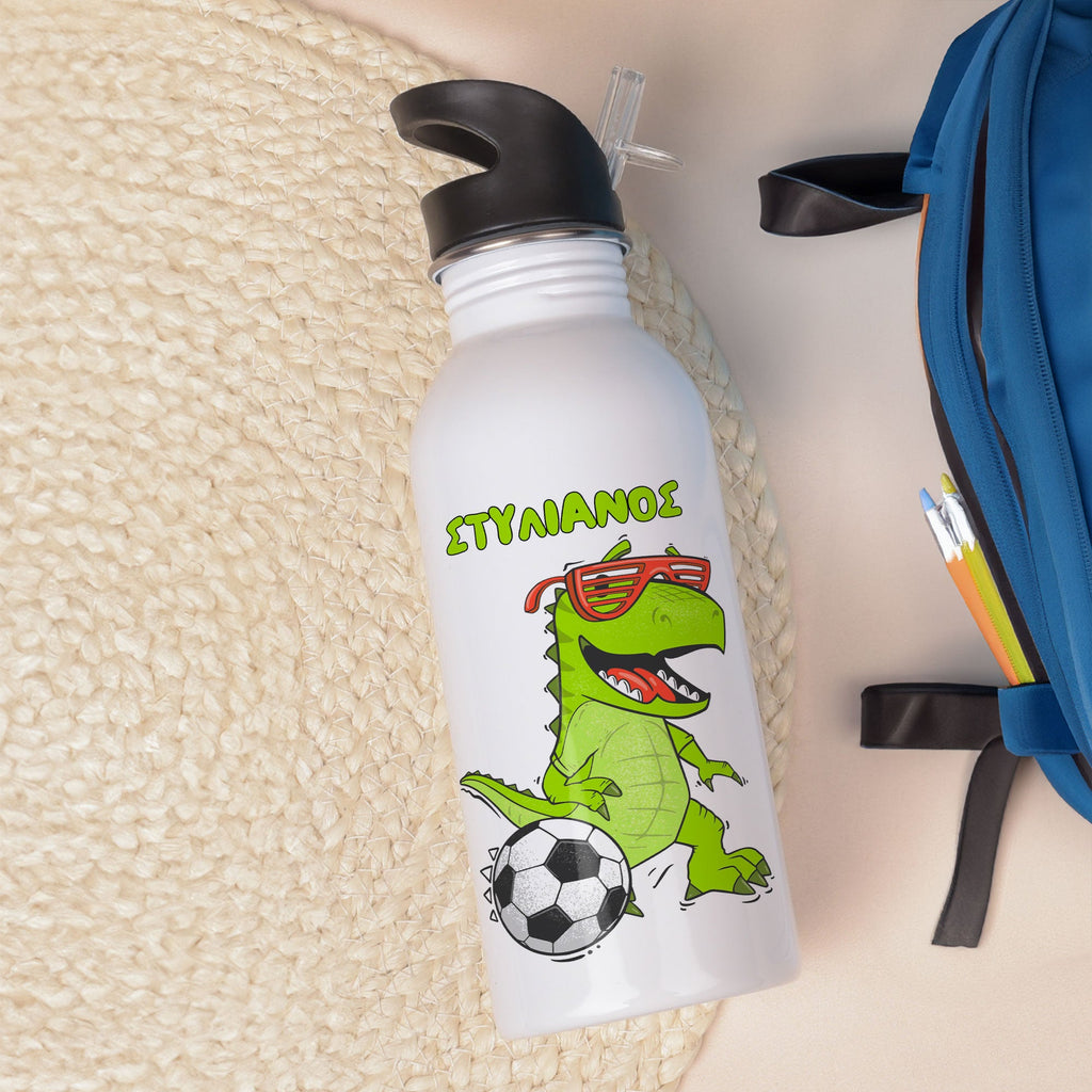 Dinosaur Football - Stainless Steel Water Bottle 600ml - GOTShirts
