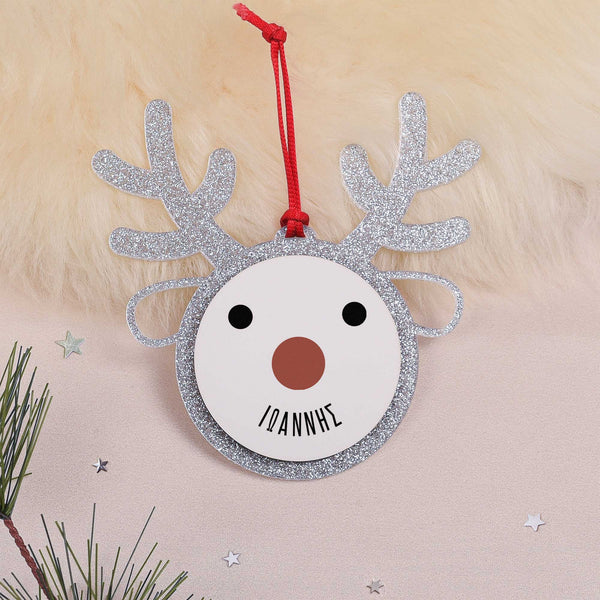 Cute Face - Glitter Reindeer Ornament - GOTShirts