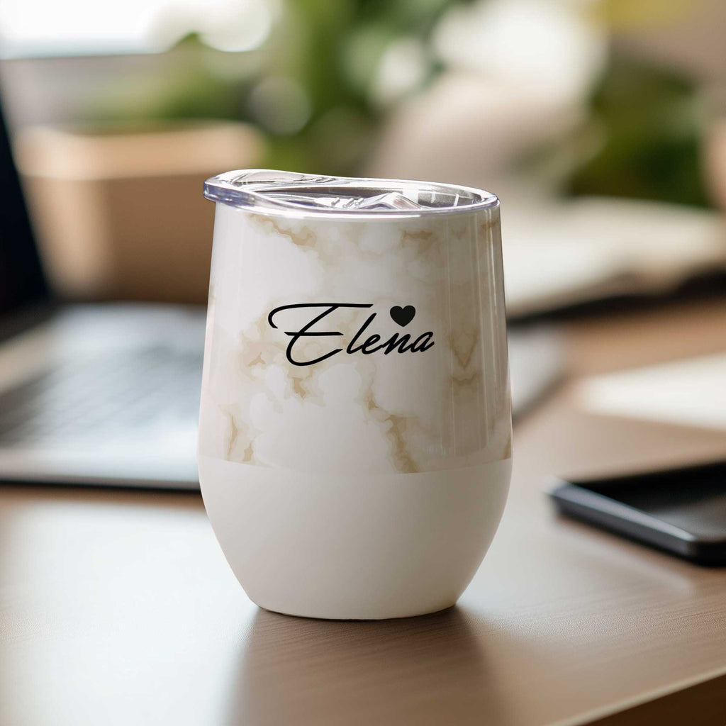 Brown Marble - Stainless Steel White Mug - GOTShirts