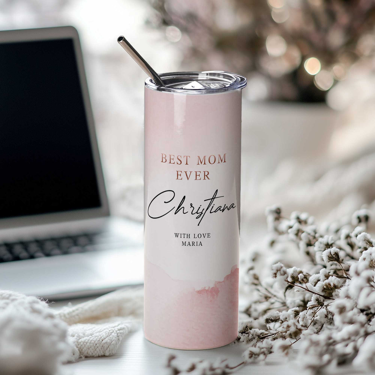 Best Mom Ever - Stainless Steel Skinny Tumbler With Straw - GOTShirts