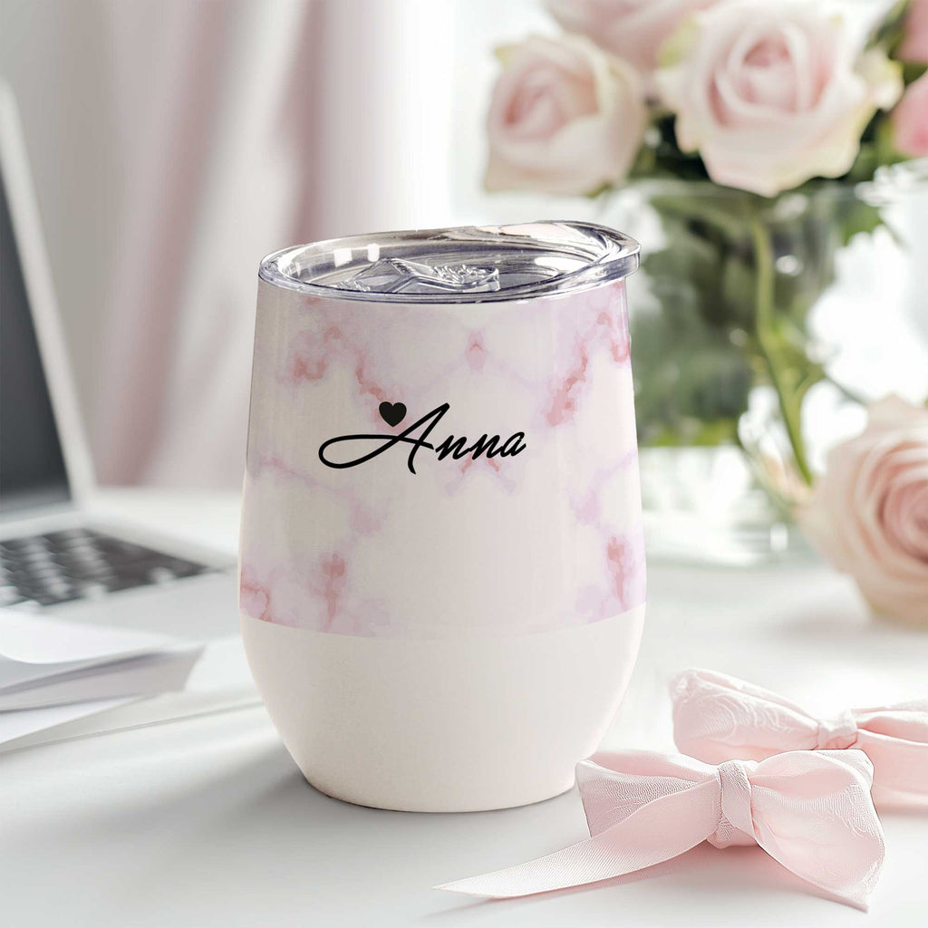 Pink Marble - Stainless Steel White Mug