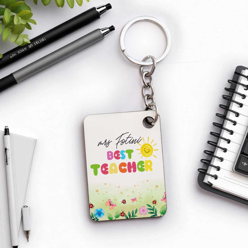 Best Teacher - Wooden Keyring (One Side Print) - GOTShirts