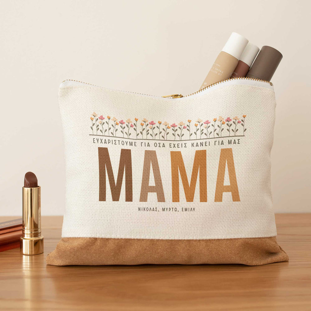 Thank You For Everything Mom - Linen Makeup Bag With Cork - GOTShirts