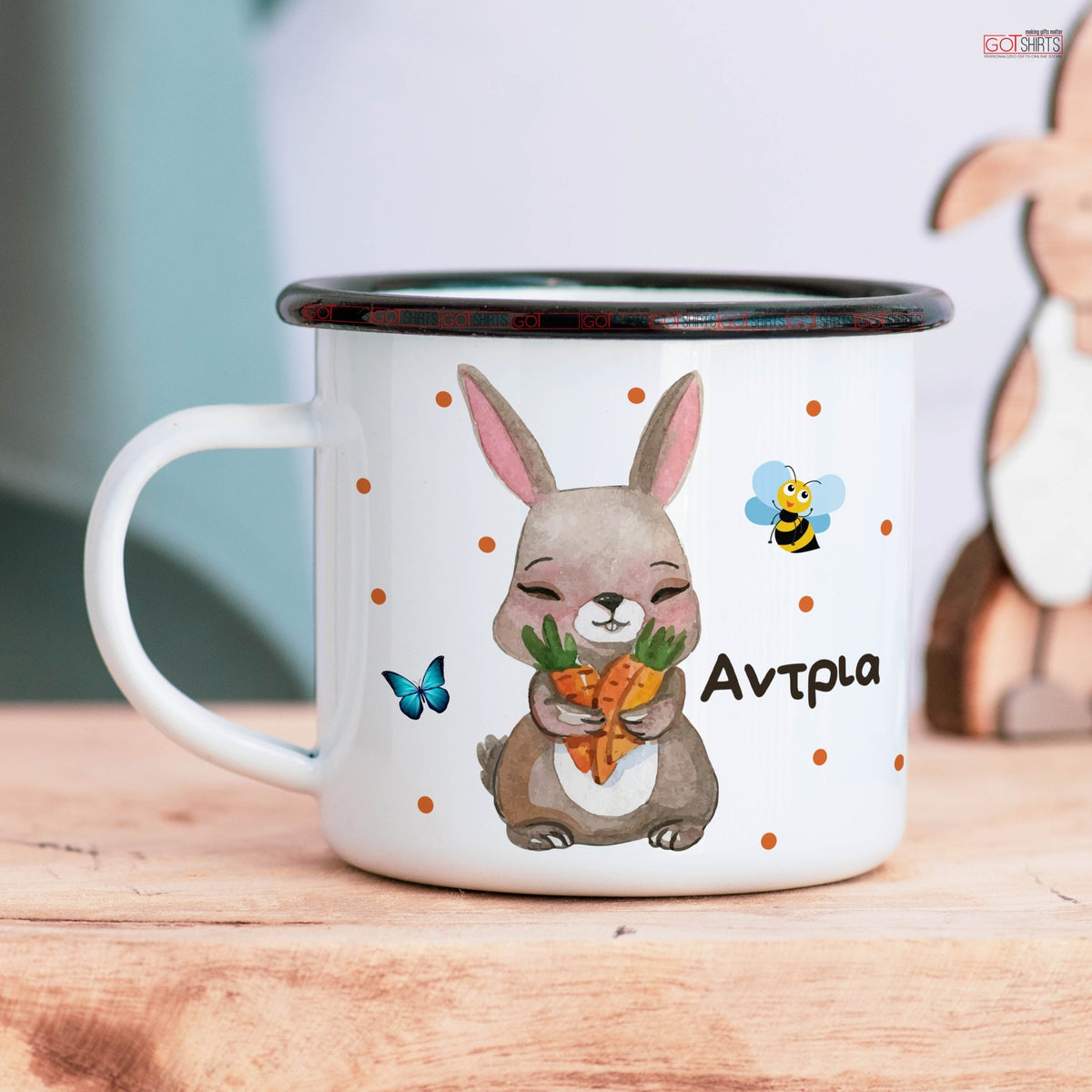 Spring Bunny - Stainless Steel Enamel Mug - GOTShirts