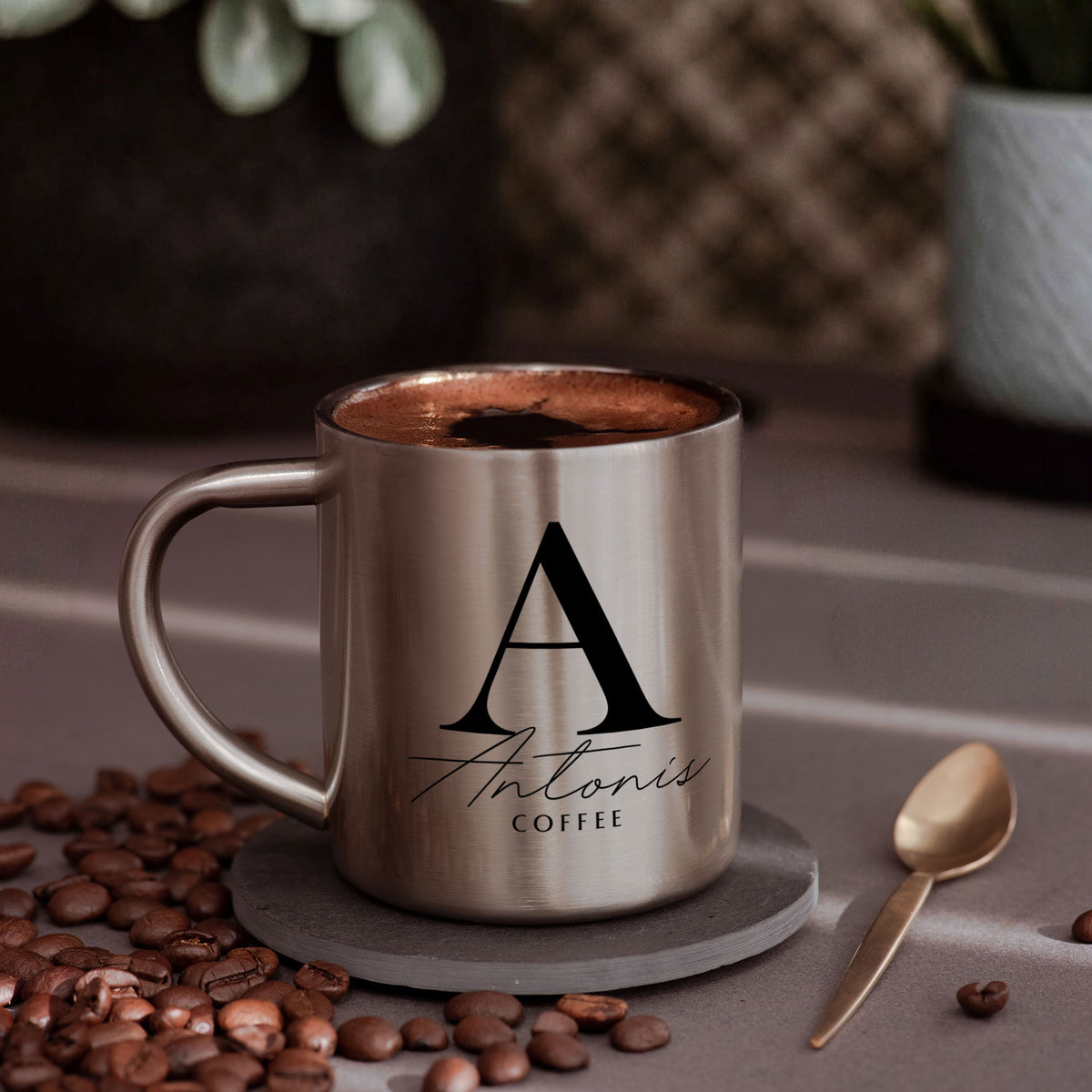 Capital Letter & Name - Stainless Steel Coffee Mug - GOTShirts
