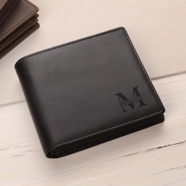 Name Inside Letter - Men's Leather Wallet (Engraved) - GOTShirts