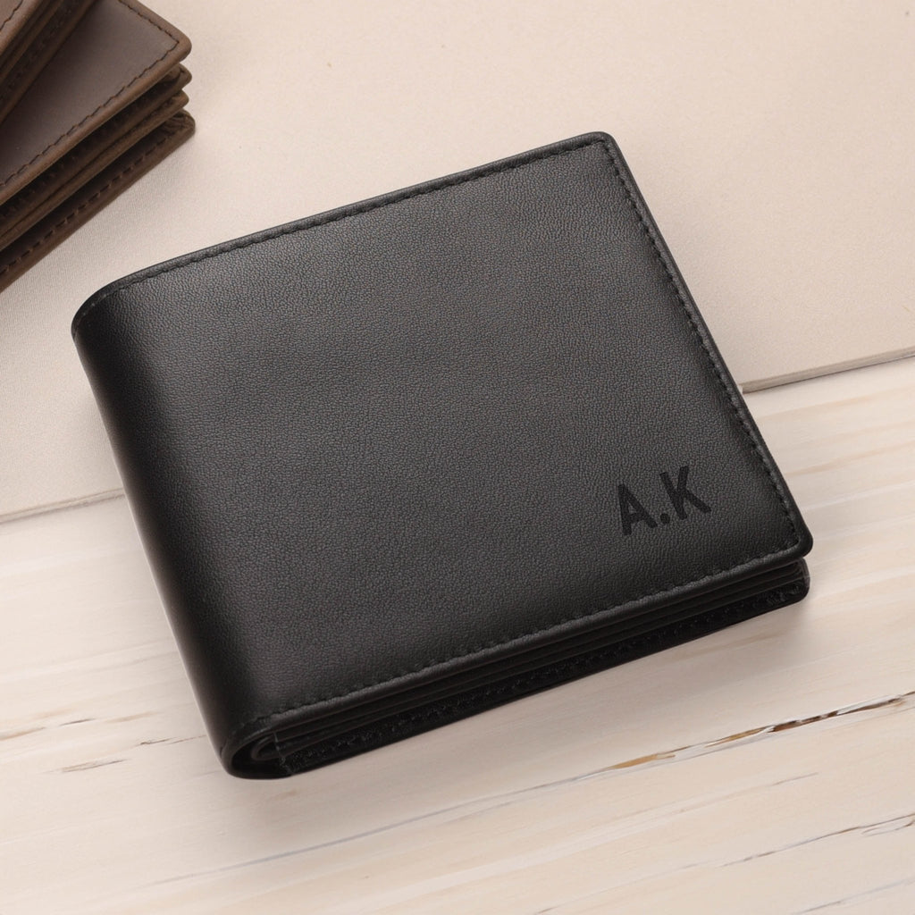 Name Initials - Men's Leather Wallet (Engraved)