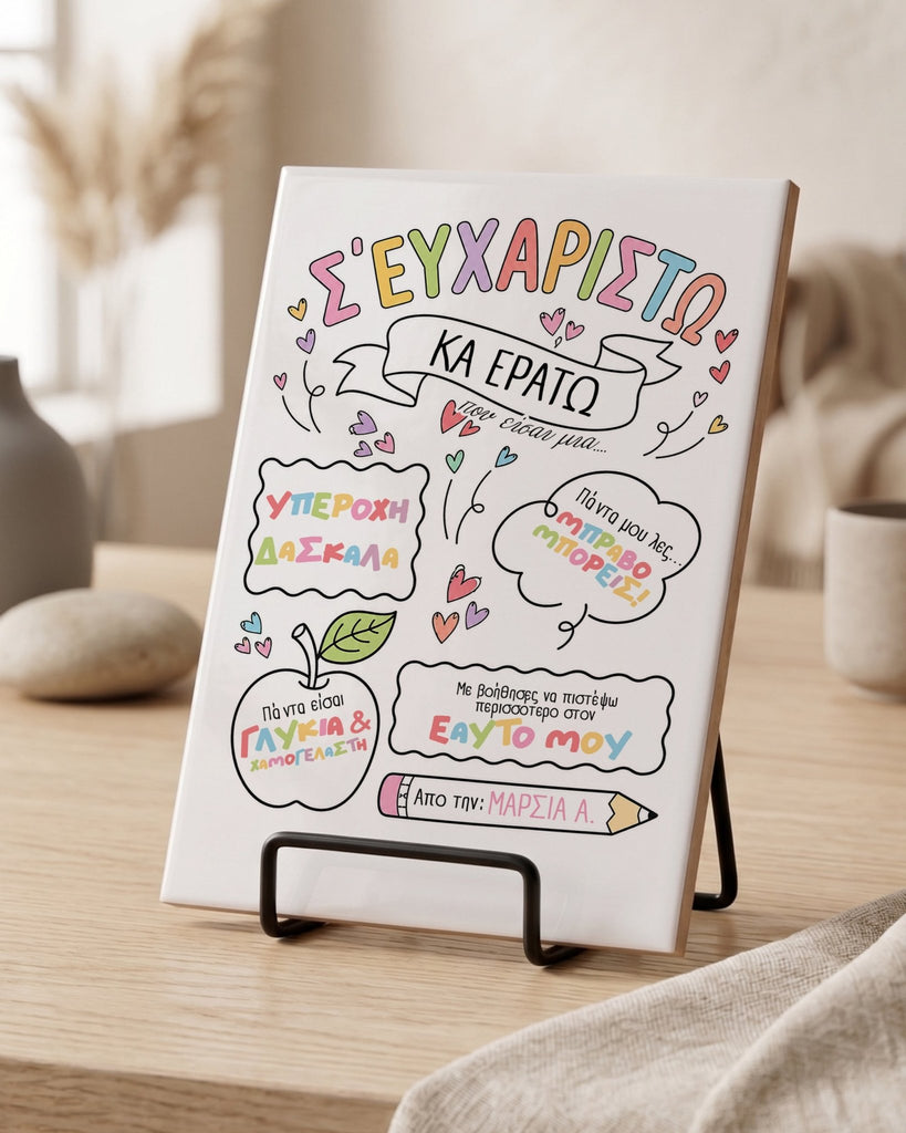 Thank You Teacher - Ceramic Tile With Stand - GOTShirts