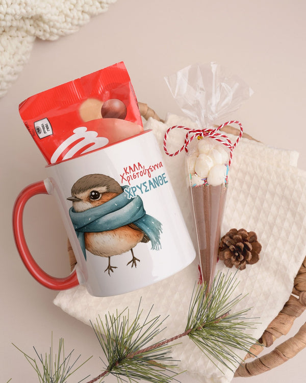 Blue Scarf Bird - Mug & Paintings Gift Box - GOTShirts
