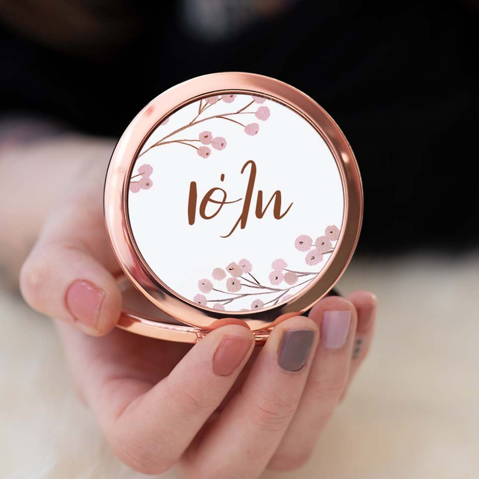 Flowers & Name - Compact Mirror - GOTShirts