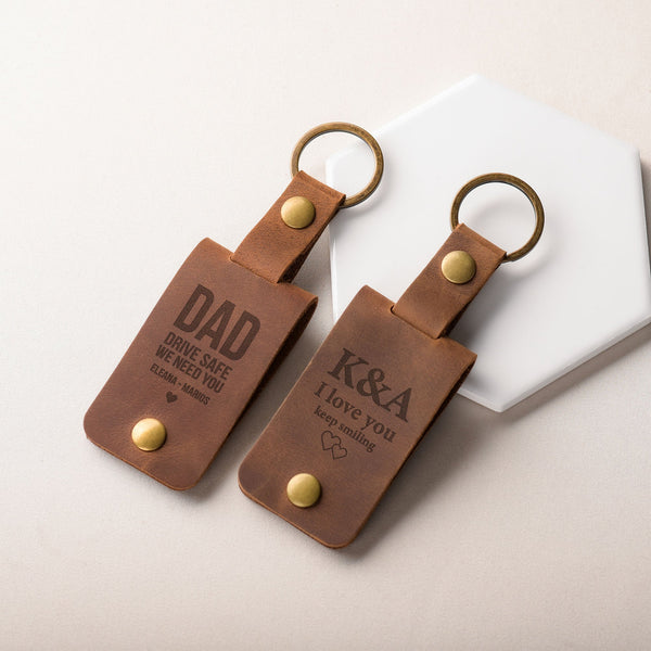 Leather Engraved Keyring With Photo Inside - GOTShirts