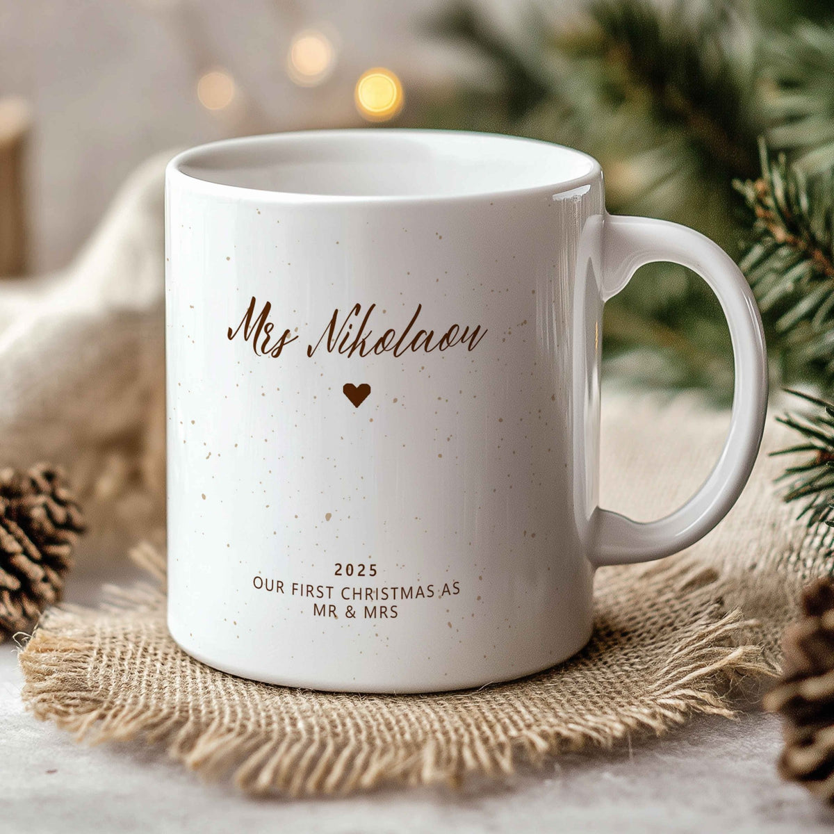 Our First Christmas, Mrs - Ceramic Mug 11oz & Coaster Gift Box - GOTShirts