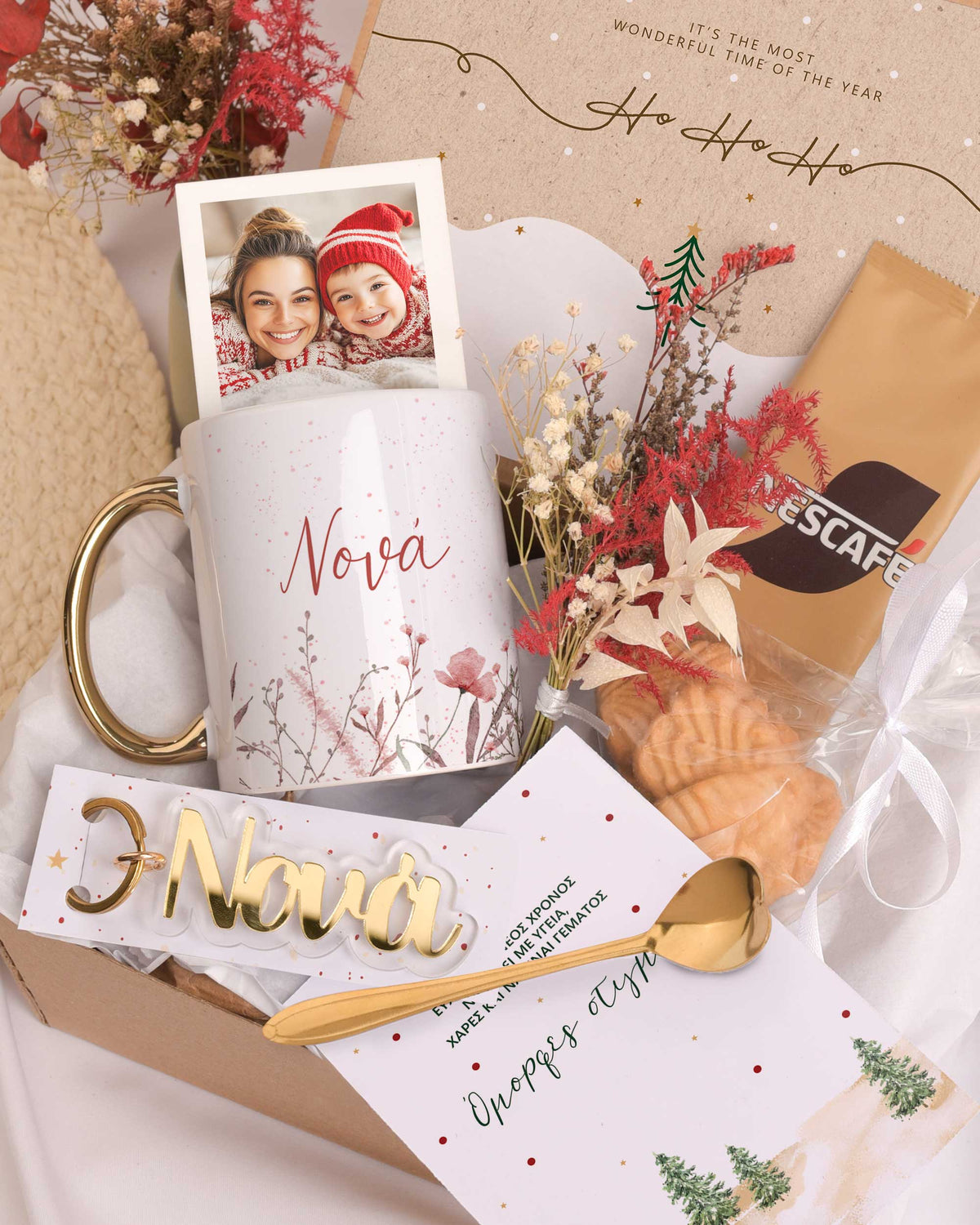 Pink Flowers - Christmas Gold Gift Box - GOTShirts