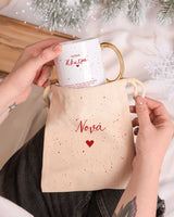 Red Dots - Gold Handle Mug & Linen Pouch Set - GOTShirts