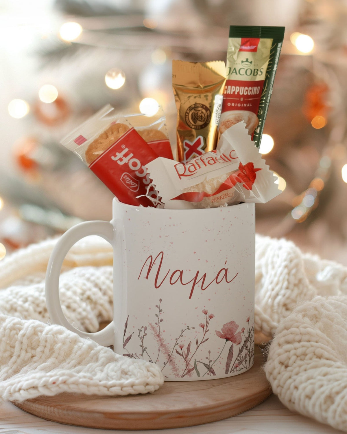 Pink Flowers Mam - Ceramic Mug Coffee Gift Set - GOTShirts