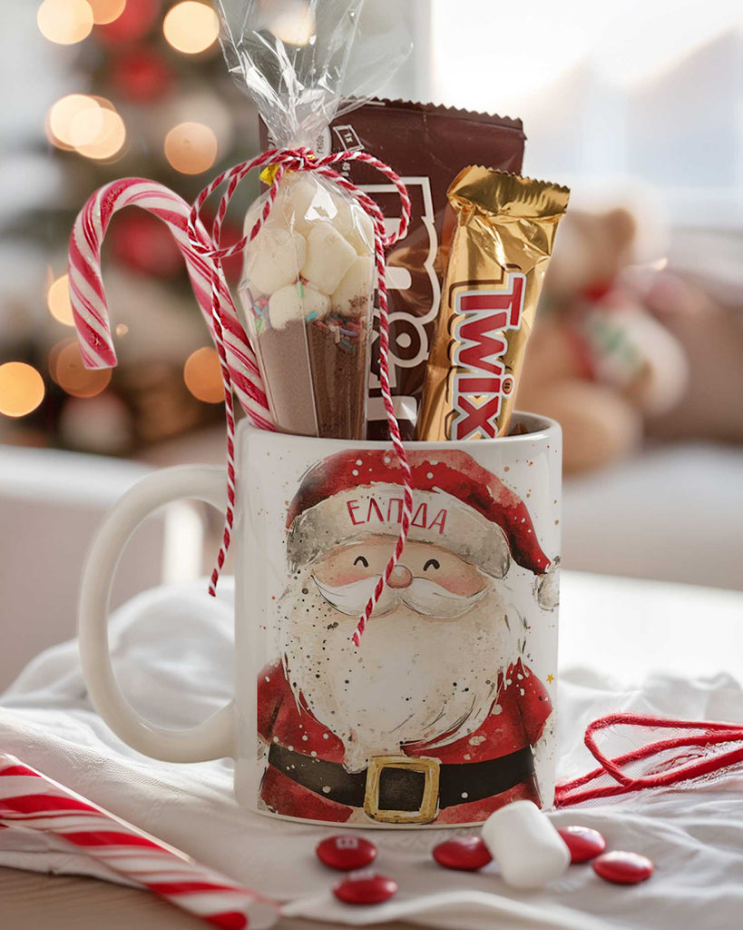 Santa With Snowflakes - Ceramic Mug Hot Chocolate Gift Set - GOTShirts