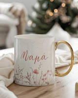 Pink Flowers - Ceramic Gold Handle Mug - GOTShirts
