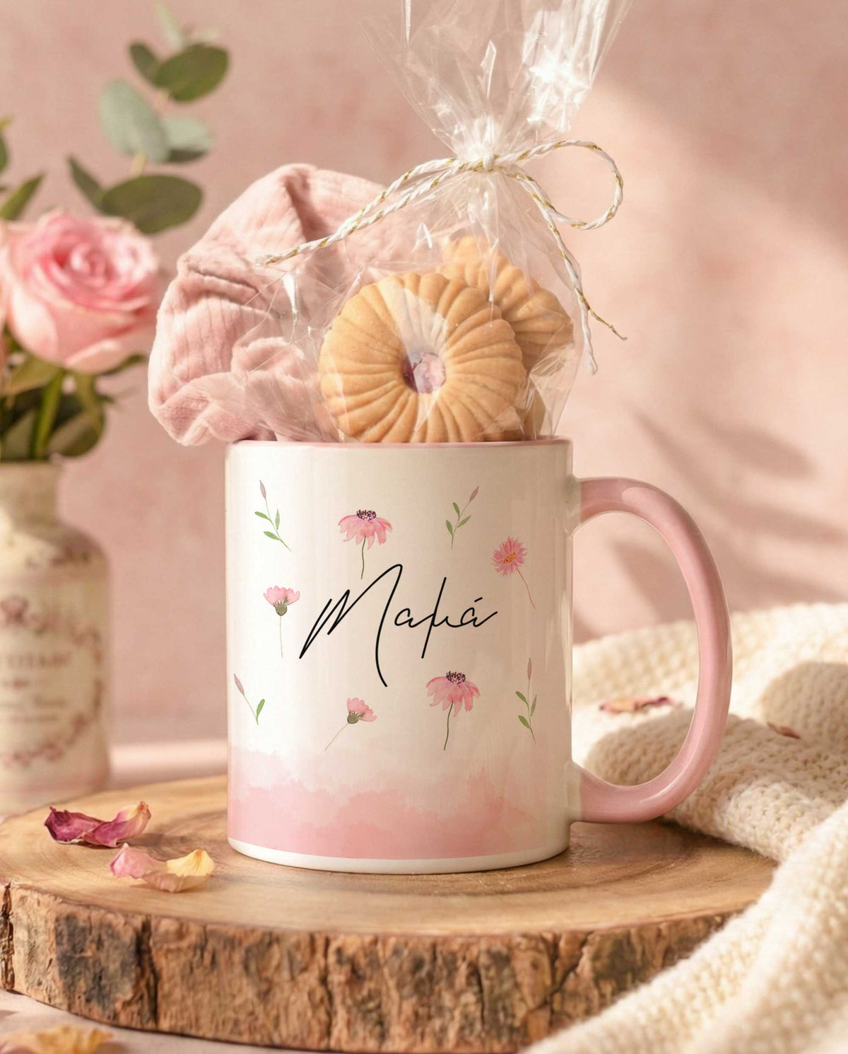 Pink Flowers - Pink Mug Gift Set - GOTShirts