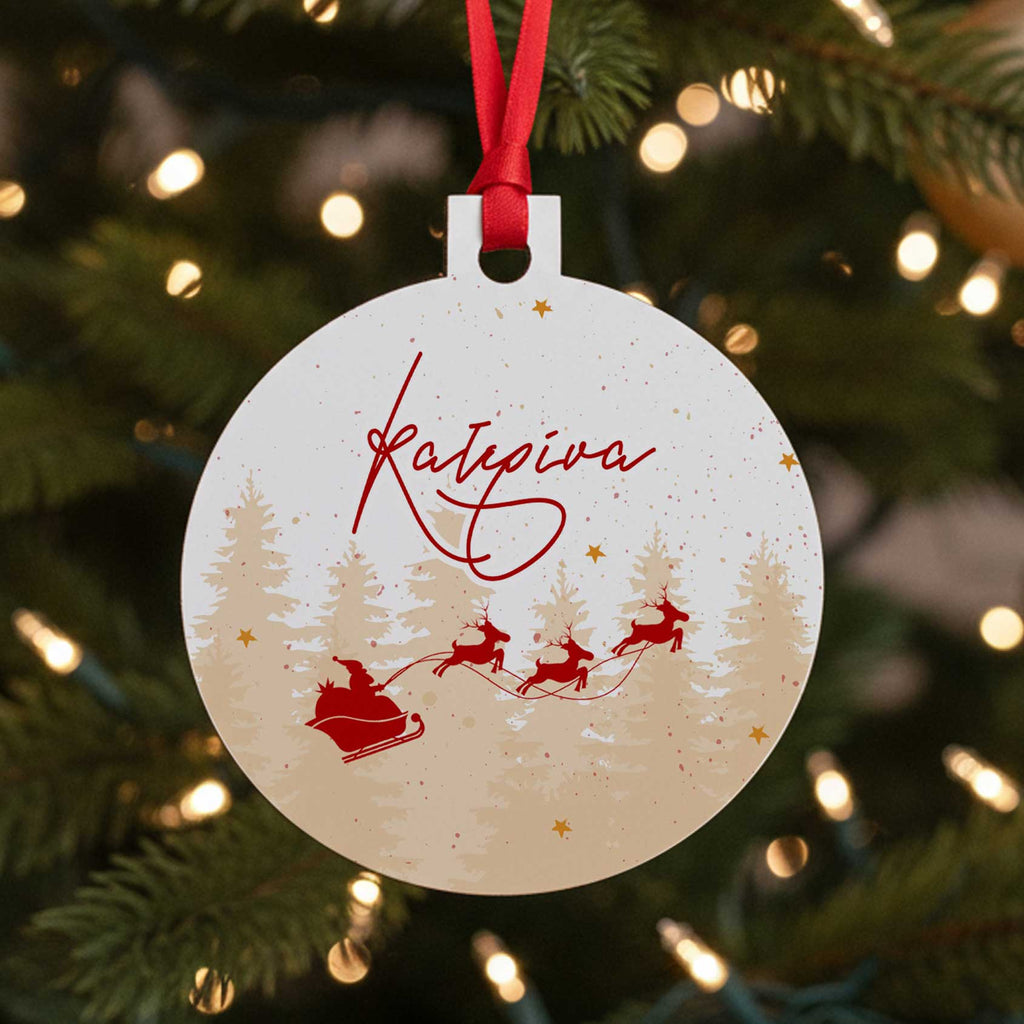 Christmas Sleight Red - Wooden Ornament - GOTShirts