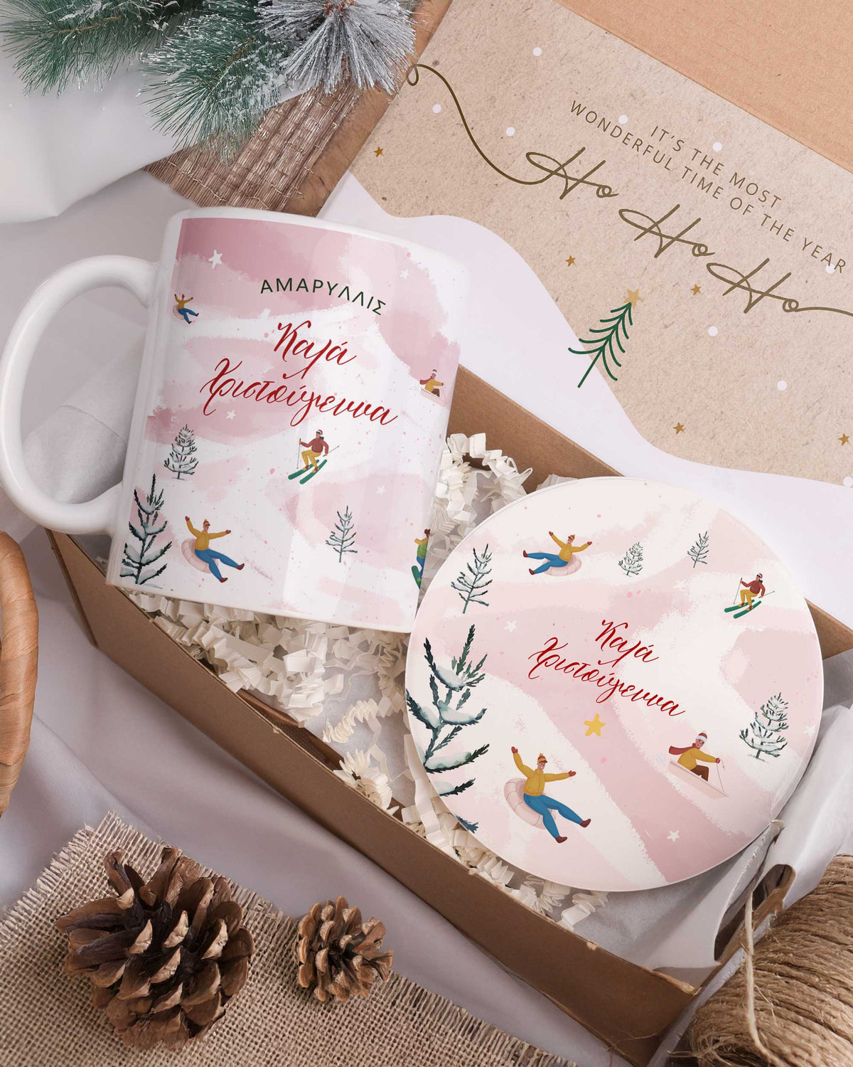 Pink Snowboard - Ceramic Mug 11oz & Coaster Gift Box - GOTShirts