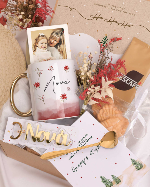 Red Watercolor Pattern - Christmas Gold Gift Box - GOTShirts