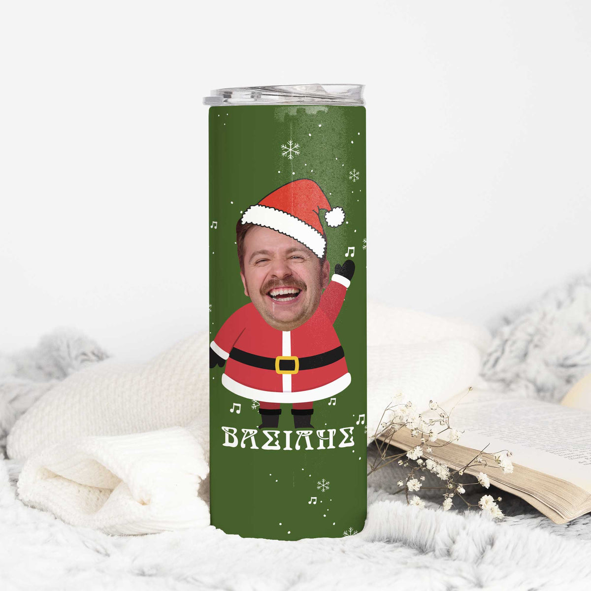 Santa Claus - Stainless Steel Skinny Tumbler With Straw - GOTShirts