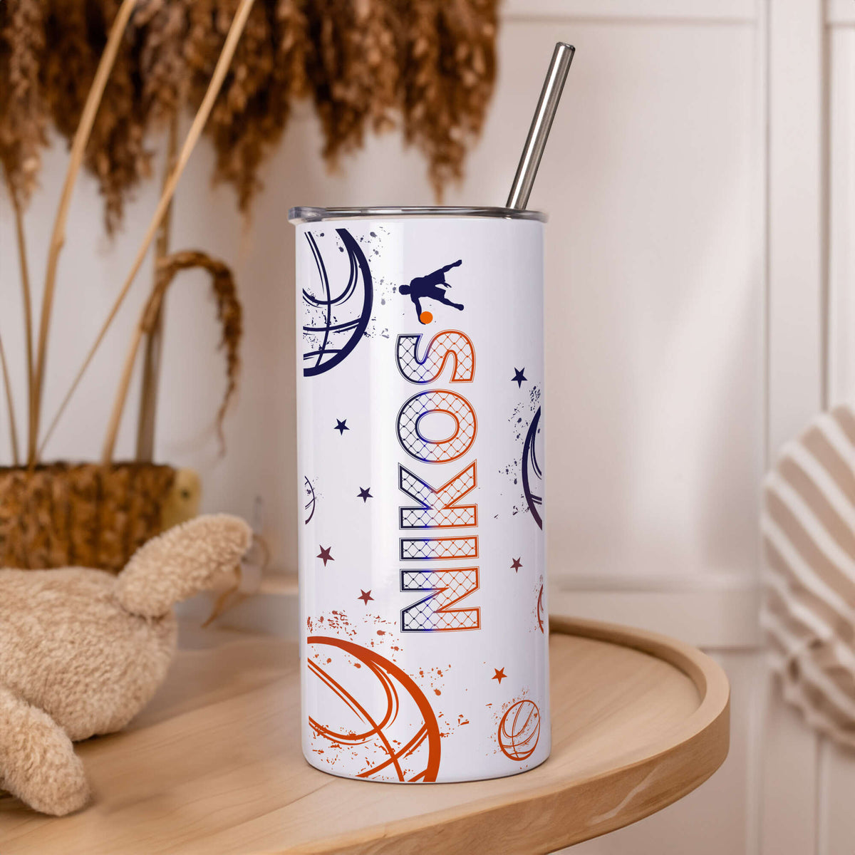 White Skinny Tumbler 16oz - Basketball Lover - GOTShirts