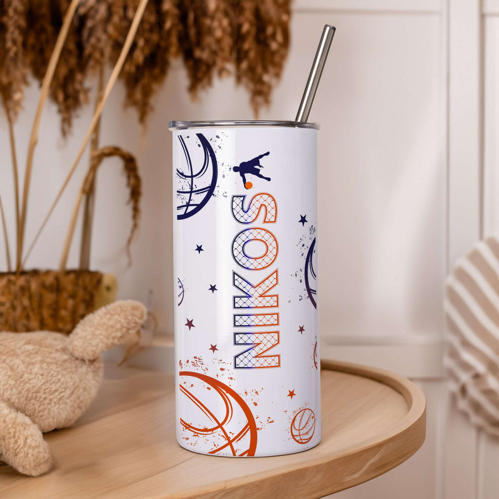 White Skinny Tumbler 16oz - Basketball Lover