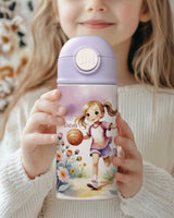 Basketball Girl - Double Wall Colored Water Bottle - GOTShirts
