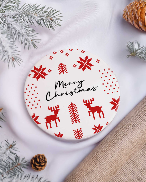 Merry Christmas Red Pattern - Ceramic Mug 11oz & Coaster Gift Box - GOTShirts