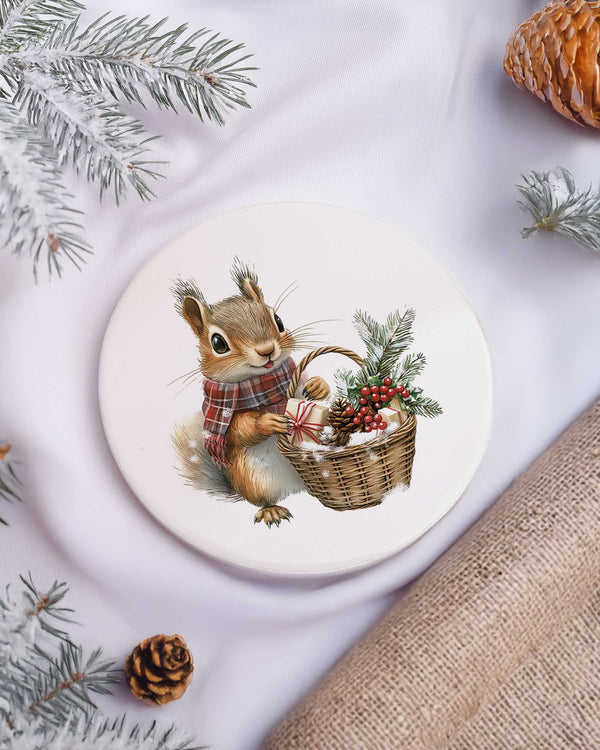 Christmas Squirrel - Ceramic Mug 11oz & Coaster Gift Box - GOTShirts