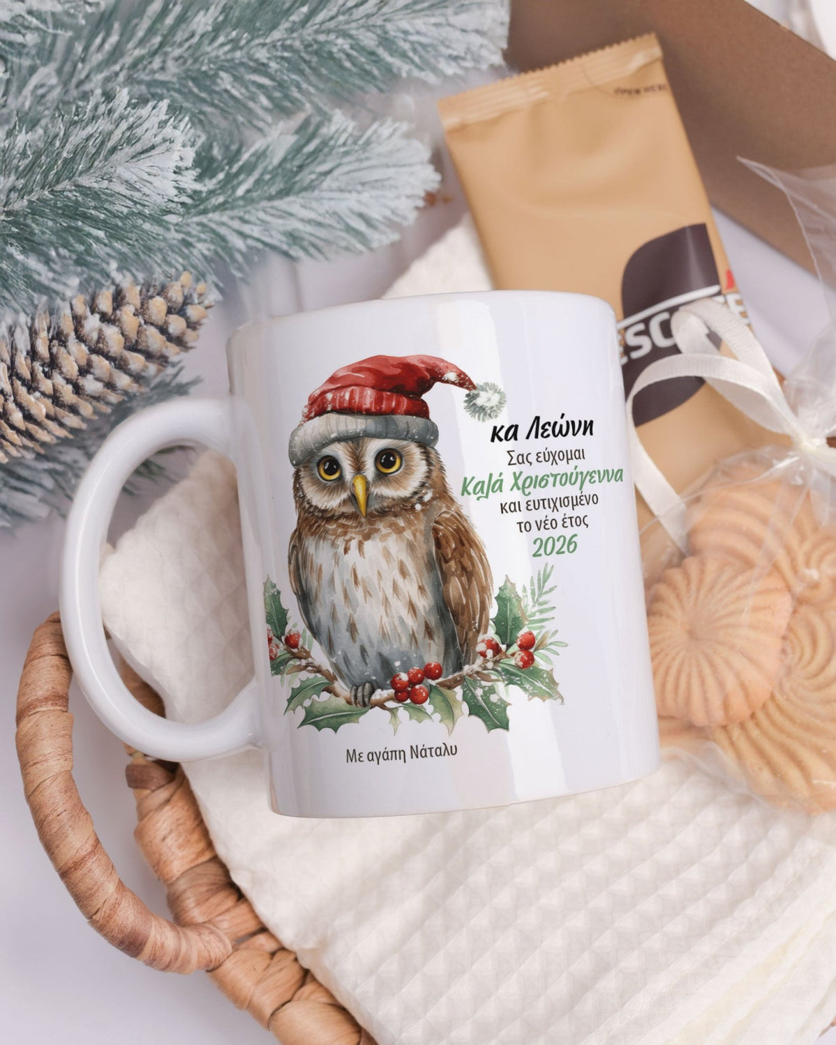 Christmas Owl Teacher - Ceramic Mug 11oz & Coaster Gift Box - GOTShirts