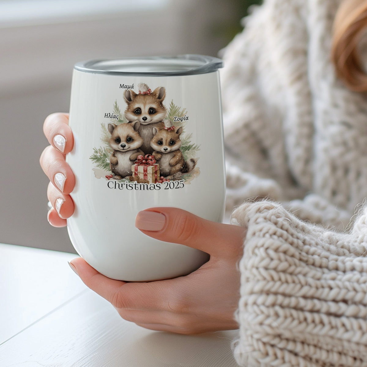 Christmas Mam And Kids - Stainless Steel White Mug - GOTShirts
