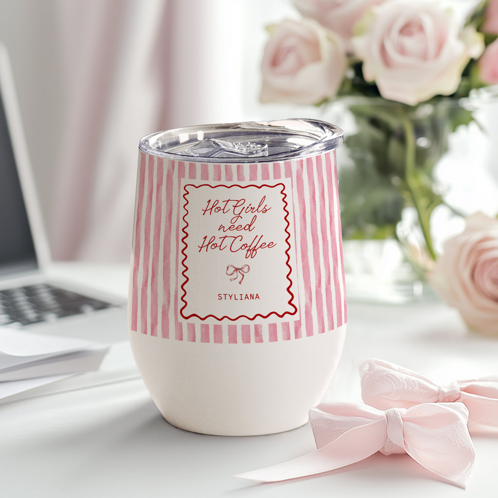 Hot Girls Coffee - Stainless Steel White Mug - GOTShirts