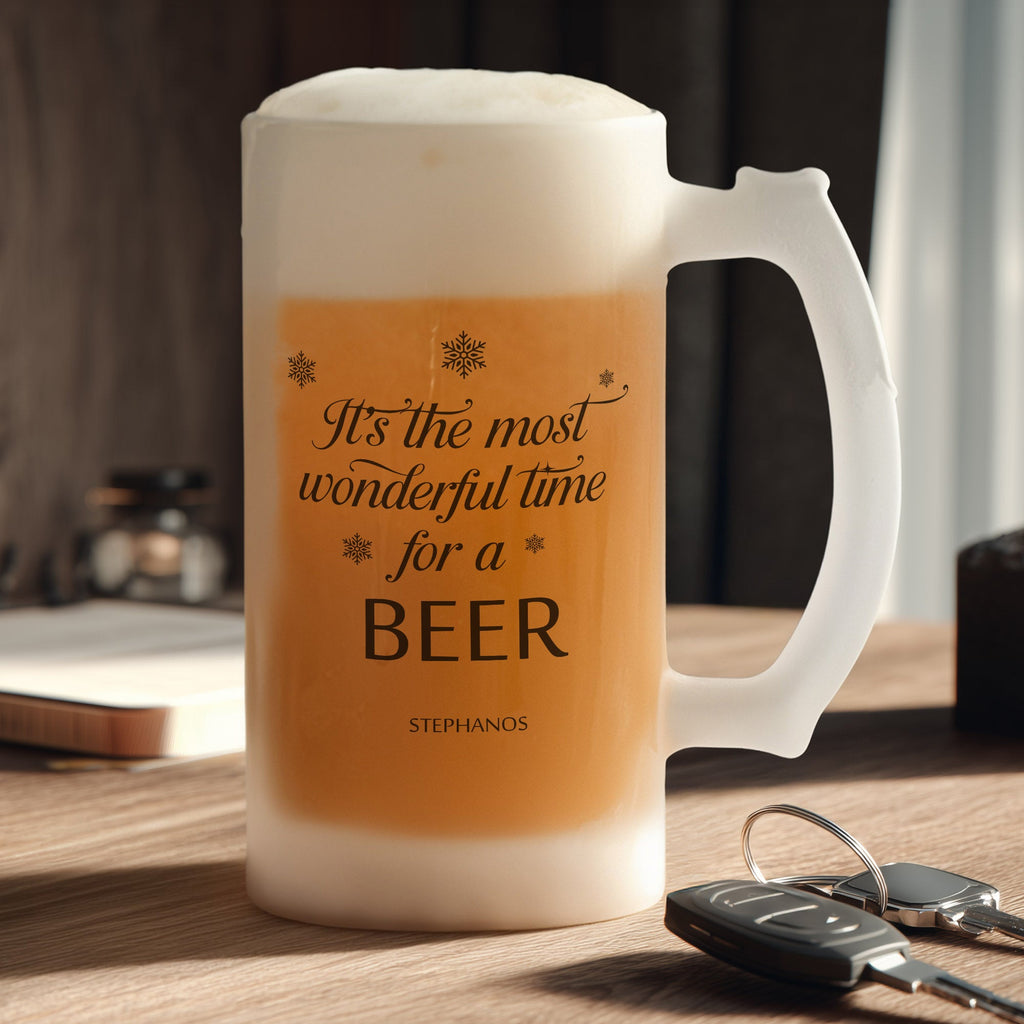 It's The Most Wonderful Time For A Beer - Frosted Beer Glass - GOTShirts
