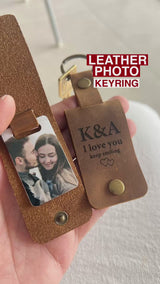 Grandad Greek - Leather Engraved Keyring With Photo Inside