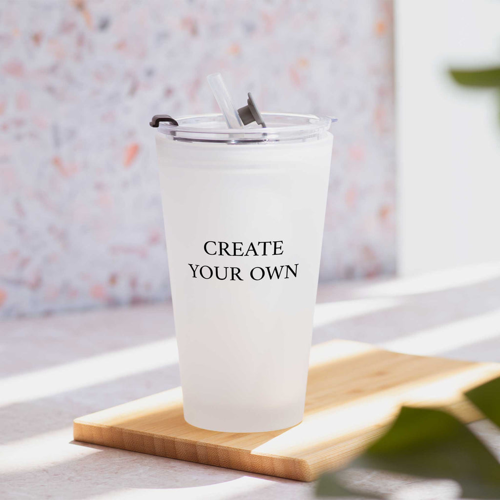 Frosted Glass Tumbler With Straw - GOTShirts
