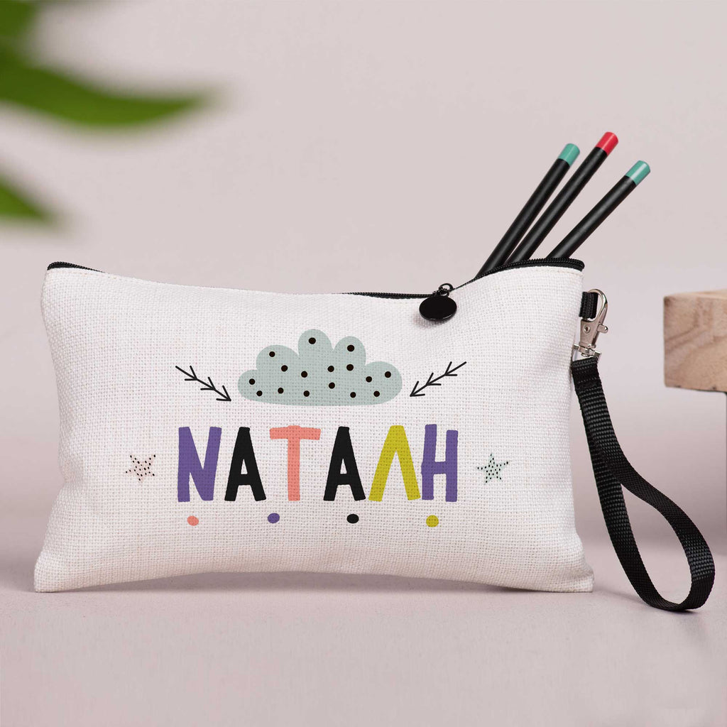 Rainbow Name - Linen Pencil Case