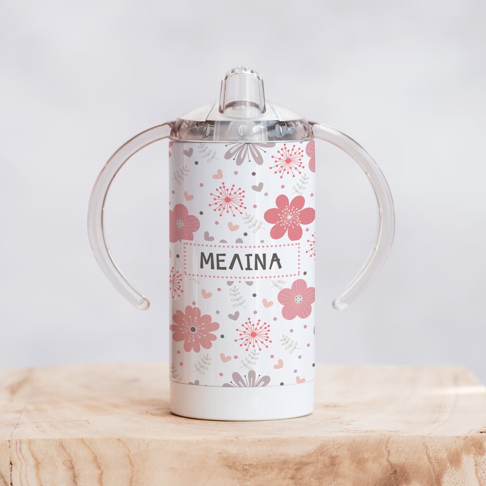 Pink Flowers - Straight Double Wall Stainless Steel Sippy Cup - GOTShirts