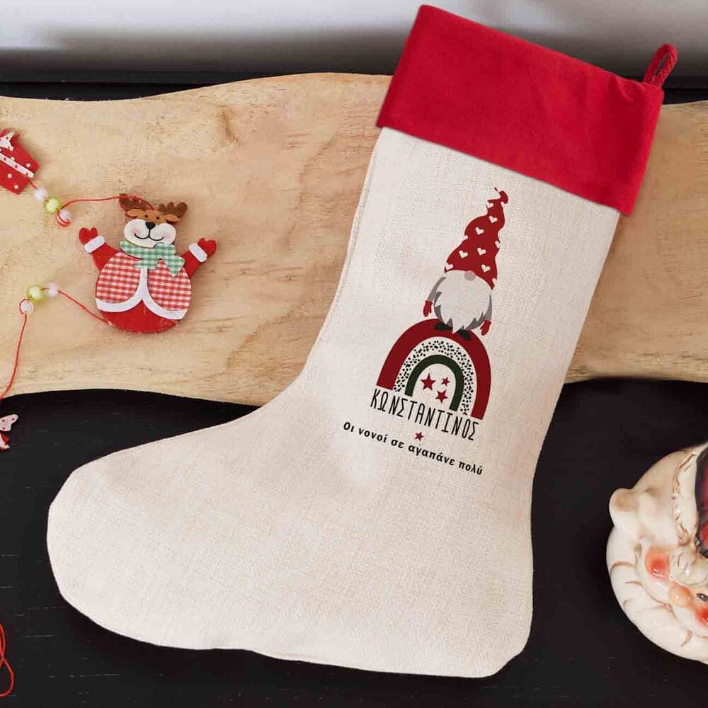 Christmas Boot Rainbow Gnome