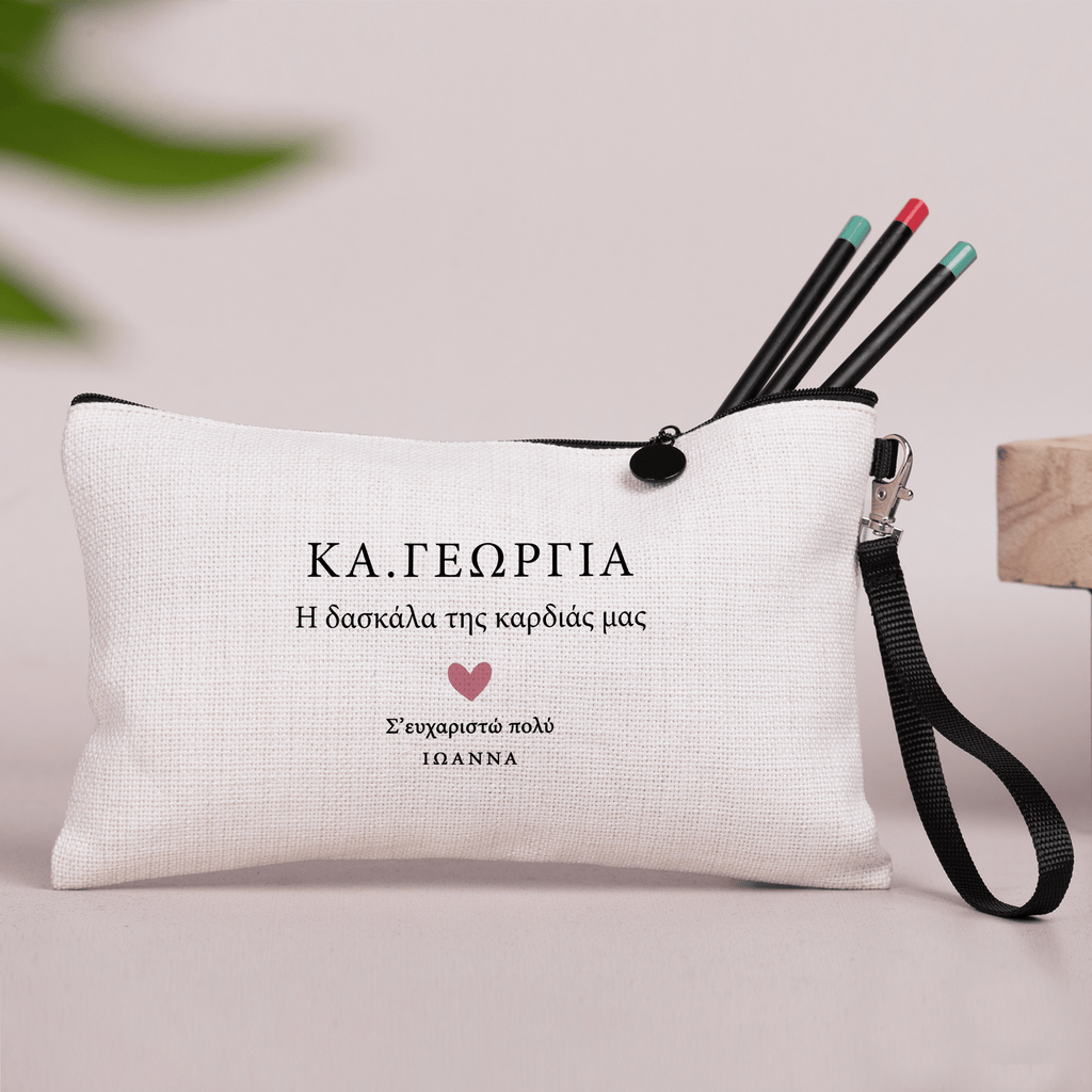 The teacher Of Our Heart - Linen Pencil Case - GOTShirts