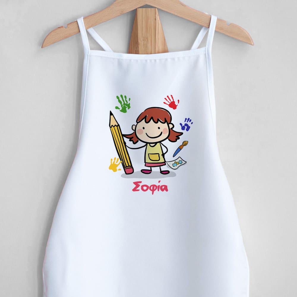 Little Painter Girl - Children's White Apron - GOTShirts
