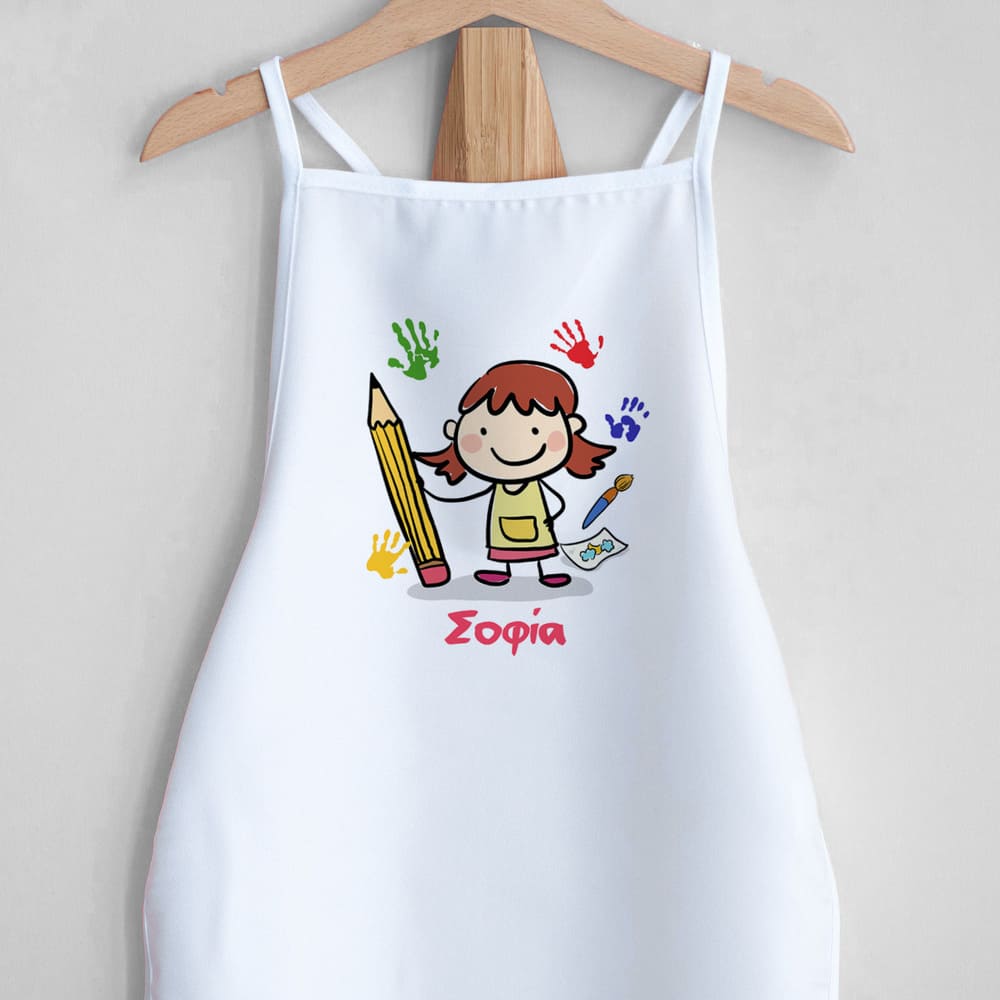 Little Painter Girl - Children's White Apron