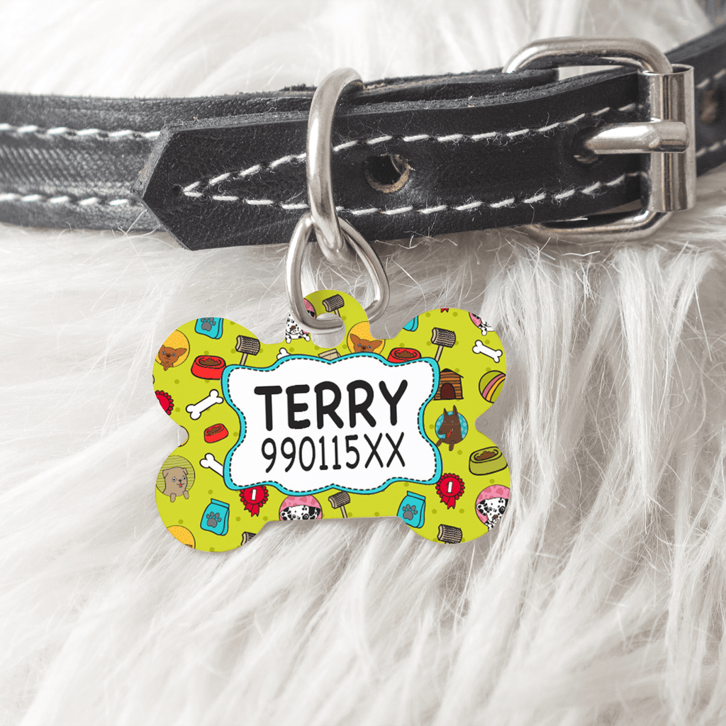 Dog Pattern - Metallic Pet Bone Tag