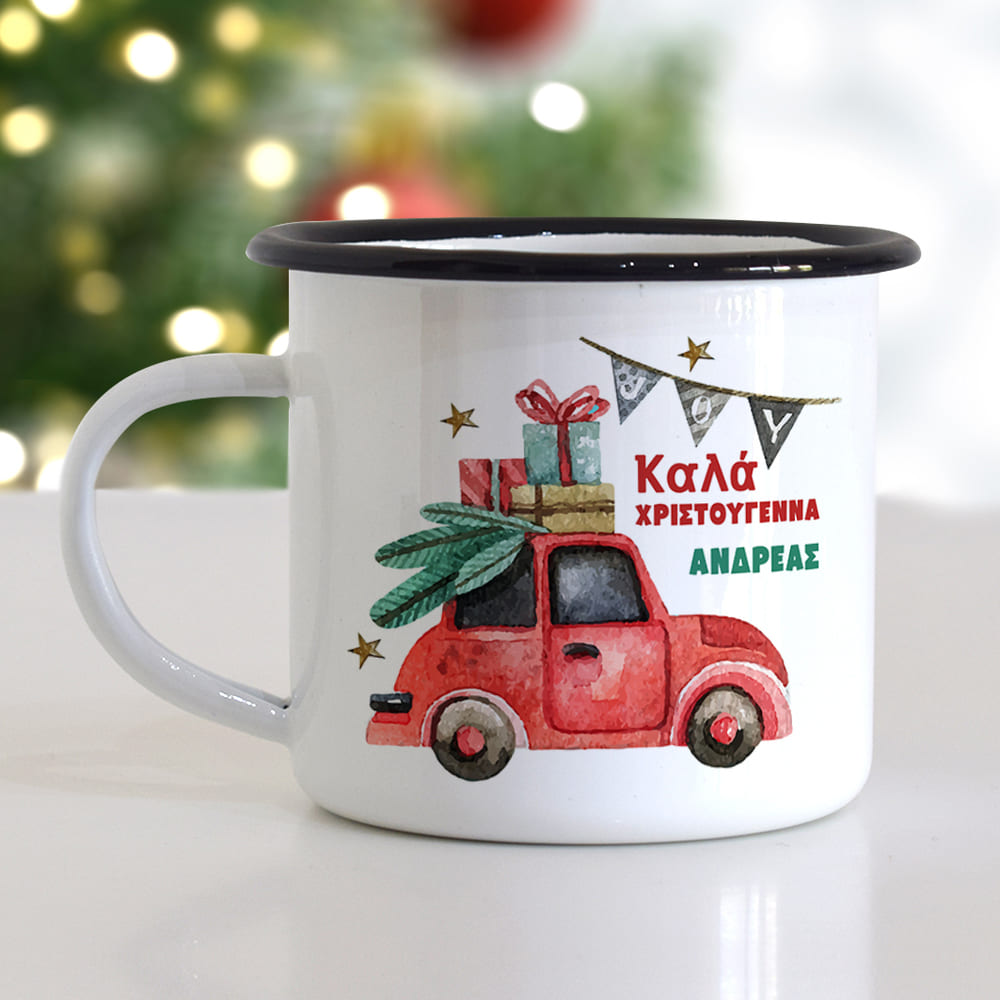 Car - Christmas S/Steel Enamel Mug