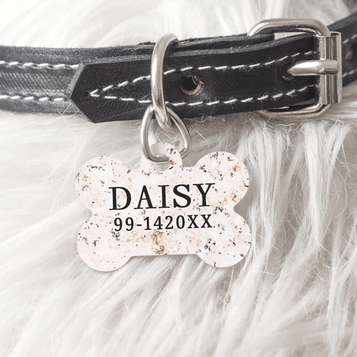 Pink Terrazzo - Metallic Pet Bone Tag - GOTShirts