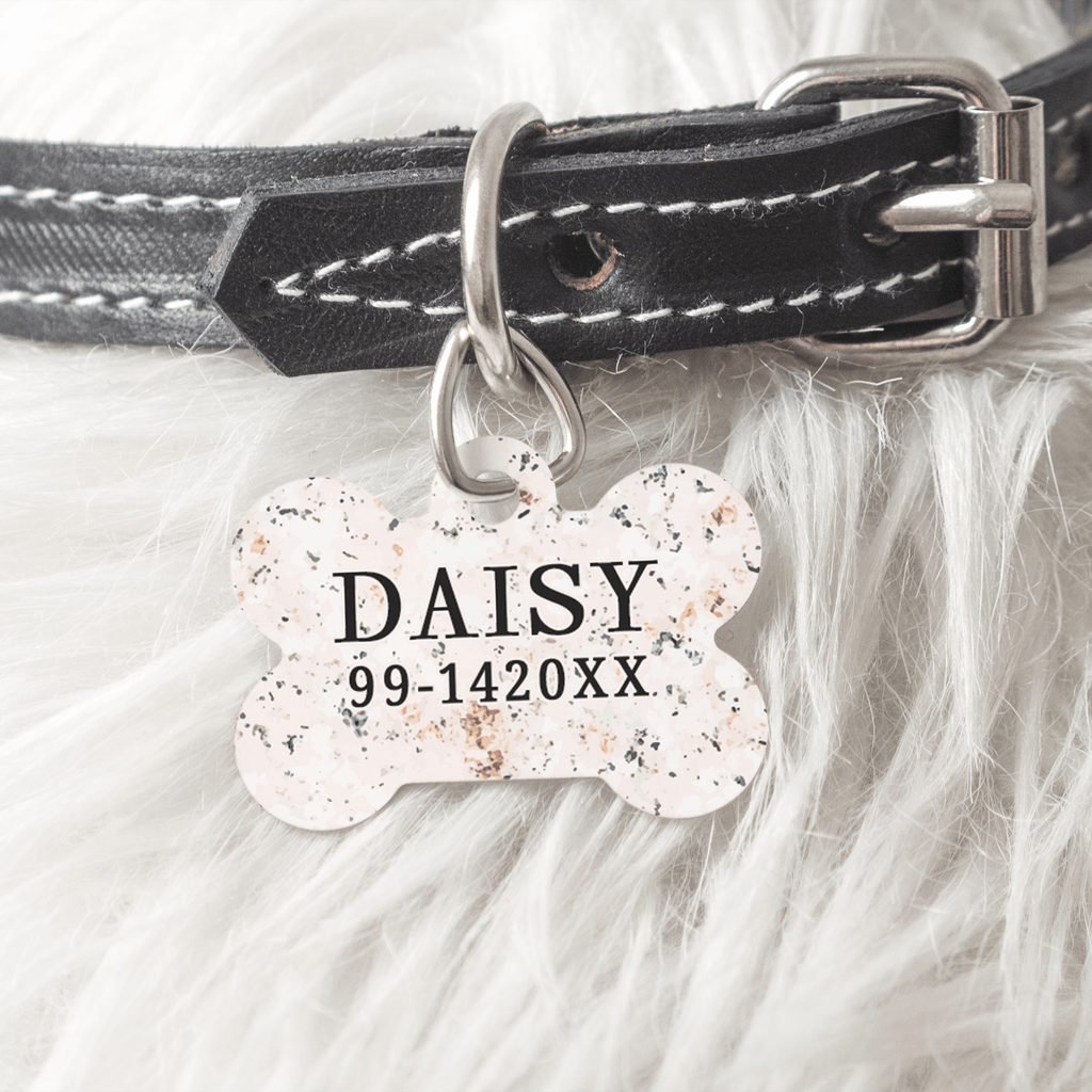 Pink Terrazzo - Metallic Pet Bone Tag - GOTShirts